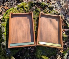 Vassoi Scrivania Vintage Prodotti Artistici Ufficio Legno Noce - Set di 2 - MCM