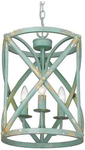 Alcott 13" Wide Antique Teal 3-Light Pendant - Picture 2 of 9