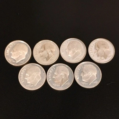 2000-S Roosevelt Dime Proof 90% Silver Coin Lot Of 7 Uncirculated .70 Face