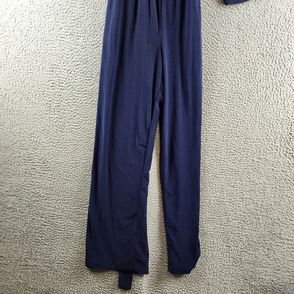NY Collection Petite 3/4 Sleeve Belted Jumpsuit Women's PL Navy Blue Solid Foto 3 de 4