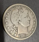 scarce1913 Barber Half - strong full rims very good plus condition
