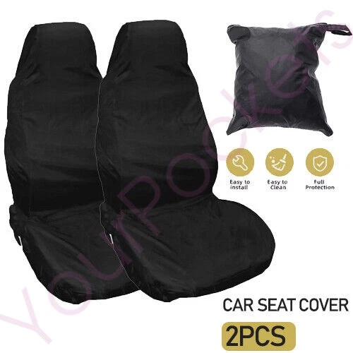 2X Universal Black Heavy Duty Car Van Front Waterproof Seat Covers Protectors - Image 4 of 4
