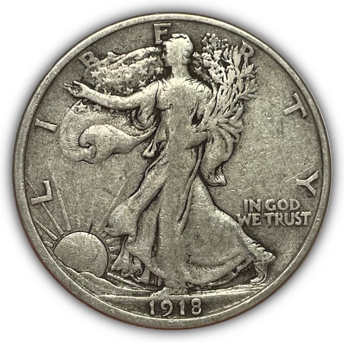 1918-D Walking Liberty Half Dollar Very Fine VF Coin #27987