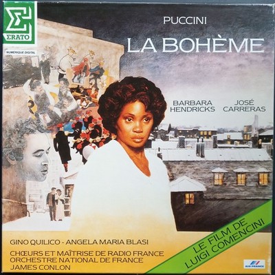 Puccini - La Bohème, CONLON, HENDRICKS, CARRERAS, 2 LP Box, Erato, STEREO