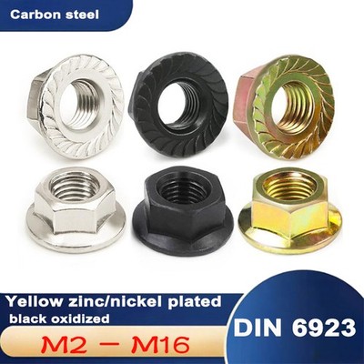 Yellow Zinc / nickel plated / black / Flange Nuts Hexagon Flanged Nut Din6923