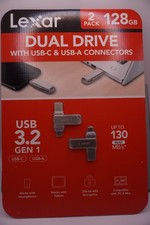 BRAND NEW Lexar DUAL DRIVE with USB-C USB-A. 3.2 GEN 1 128GB x 2 PACK