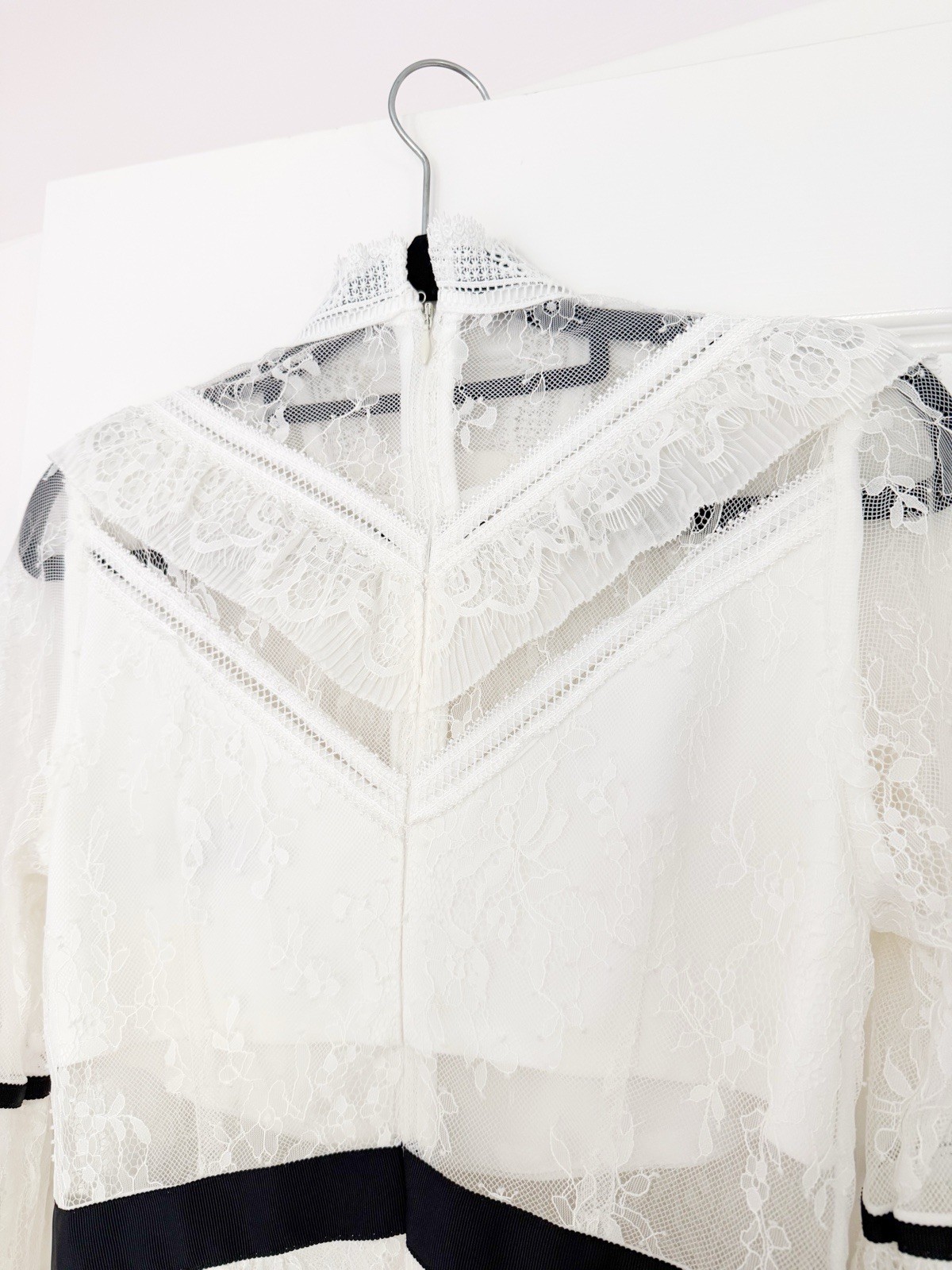 Self-Portrait Dress UK 8 US 4 White Fine Lace Mini Wedding Bridal Hens RRP: $795 image 8