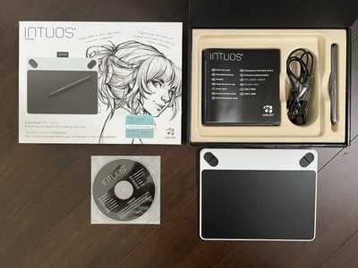 Wacom Intuos White Drawing Pad CTL-490 with Stylus USB Cable Creative Pen Tablet