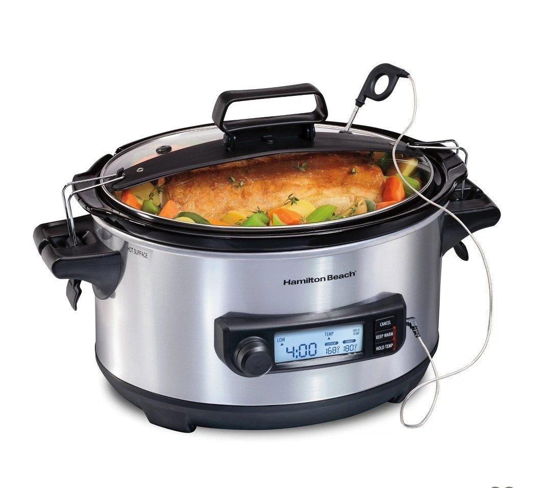 Hamilton Beach 6qt Slow Cooker Silver: 6 Settings, Stay-Cool Handles New
Opens in a new window or ta