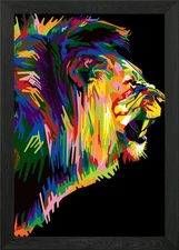colorful lion on pop art Framed Wall Art Poster Canvas Print Picture