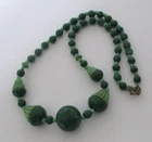 Vintage Green Milk Glass Bead Necklace