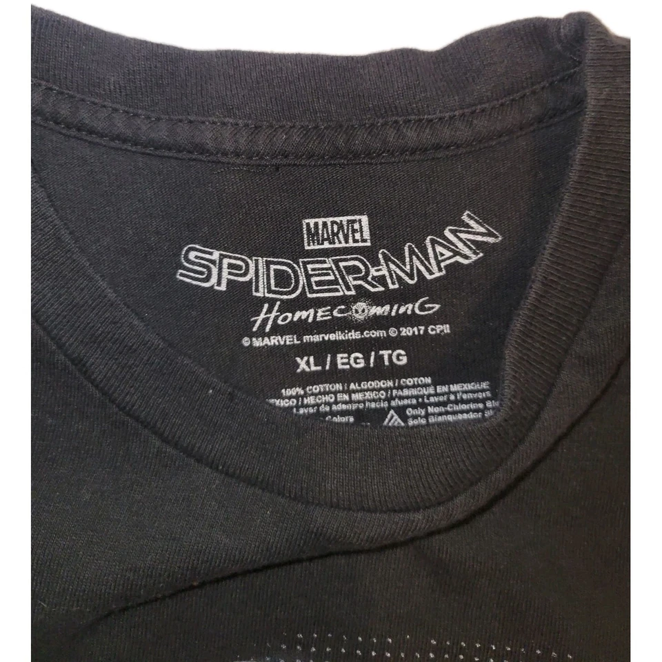 Marvel Spider-Man Homecoming Camiseta Negra Gráfica Camiseta Niños Talla XL Foto 3 de 3