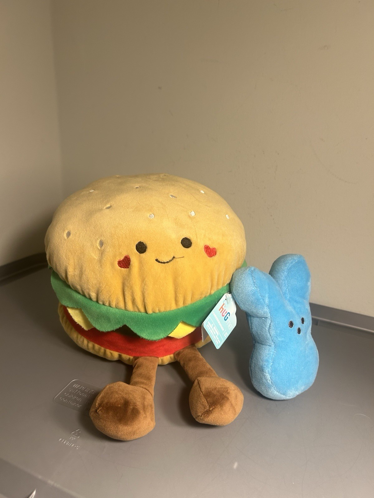 Hug Me Cheeseburger Plush Blue Bunny Plush Stuffed Animal Food Toy Bundle