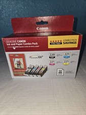 Canon Genuine PGI-220/CLI-221 Black Cyan Magenta Yellow Ink Cartridges Sealed