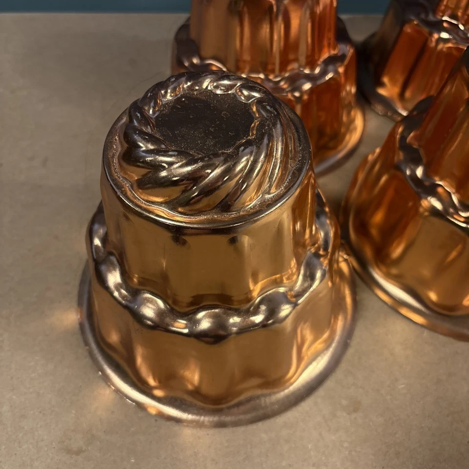 5 moldes de gelatina vintage color cobre/6 tazas/niveles/gancho para colgar Foto 2 de 4