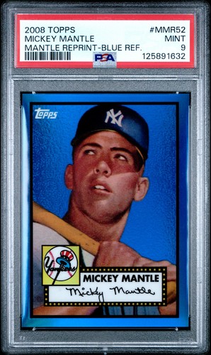 Mickey Mantle 2008 Topps Reprint #MMR52 Blue Refractor PSA 9 Yankees