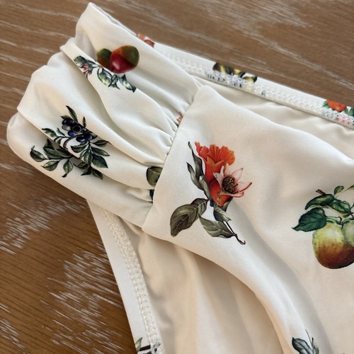 NWT Antonio Melani Size S Sweet Summer Bikini Bottoms White Floral Ruched Sides - Picture 5 of 7