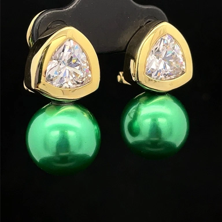 OHRCLIPSTECKER AUS 925/-SILBER GELBGOLDPLATTIERT MIT MKP & ZIRKONIA SCHMUCKJAGD - Bild 2 von 4