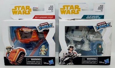 Brand New! LOT of 2 Star Wars Micro Force Sets - Rey's Speeder & AT-AT Walker! 