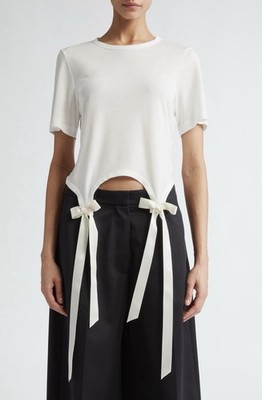 Simone Rocha Easy Bow Tails White  T-Shirt Size Small NWOT