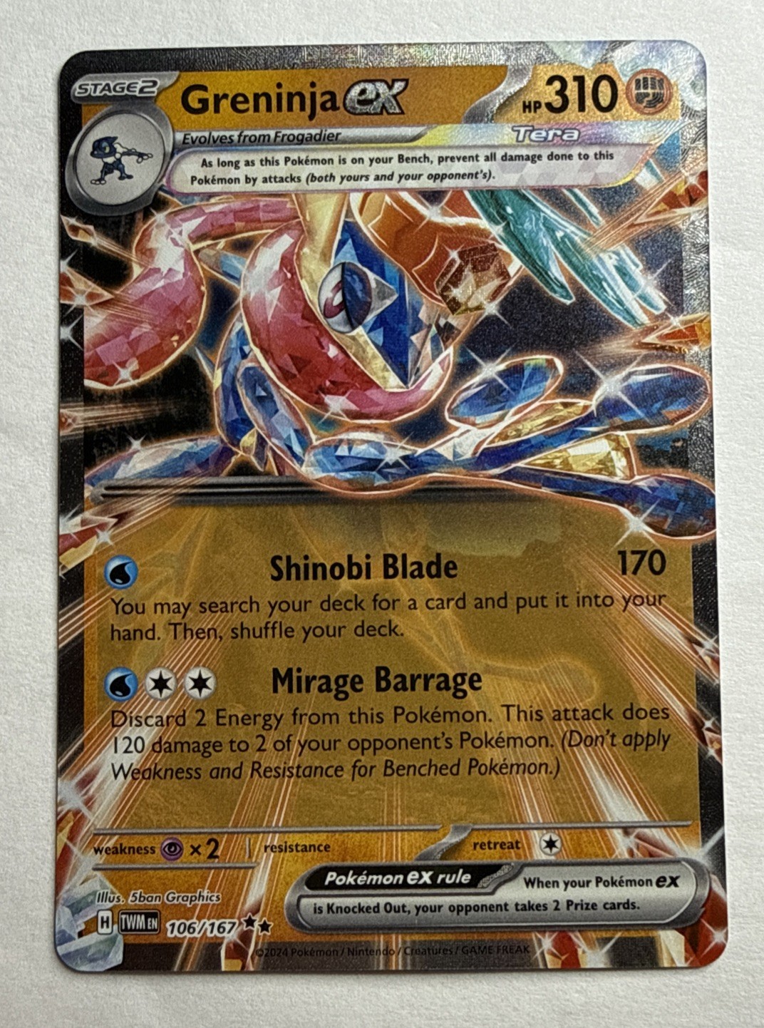 Twilight Masquerade Pokemon Card, Greninja EX 106/167 Ultra Rare