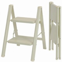 2 Stufen Leiter Trittleiter Tritthocker Haushaltsleiter Klappbar 150Kg Beige