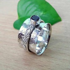 Black Onyx Spinner ring, 925 Sterling Silver ring Designer ring Woman ring V27