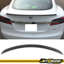 Fits 12-24 Tesla Model S OE Factory Style Trunk Spoiler Wing Matte Carbon Fiber