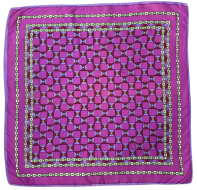 VINTAGE 60er 70er LILA FLIEDER GRÜN GEOMETRISCH OP-ART MOD QUADRATISCHER SCHAL