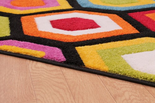 Spectra Carved Rug for Living Room Bright Multi Coloured Geometric Hallway Rugs - Picture 70 of 99
