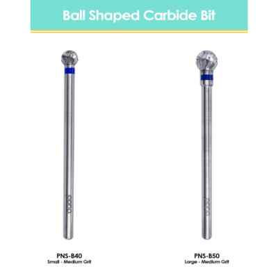 PANA 3/32'' Ball Shaped Silver Nail Drill Carbide Bit - Medium Grit
