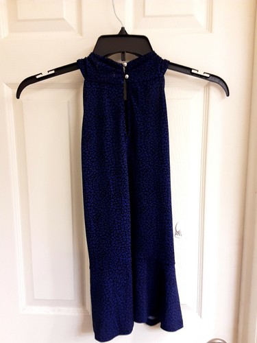 Michael Kors, Women's Sz medium, Animal-Print Twist Halter Top, Blue/blk NWT$68 - Picture 4 of 6