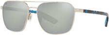 COSTA DEL MAR WADER SUNGLASSES Silver frame / Silver Mirror 580G GLASS Polarized