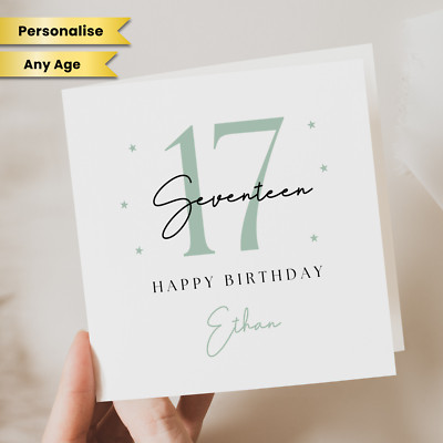 Personalisierte 17. Happy Birthday Karte 17 Jahre Geburtstagskarte für Ihn Sohn Papa