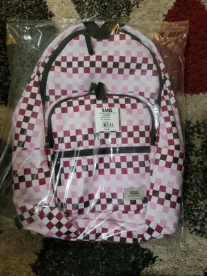 vans pink checkerboard backpack
