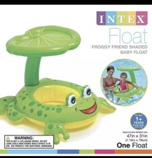 Intex Frog Friend Shaded Baby Pool Float Inflatable NEW 47"x31" Froggy