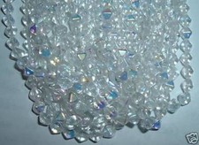 AL375 CZECH 6x6mm Glass BICONE Beads-CRYSTAL AB 50 