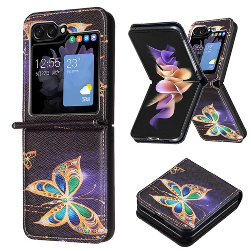 For Samsung Galaxy Z Flip5/4/3 Slim Pattern Hybrid Leather Shockproof Case Cover - Photo 10 sur 28