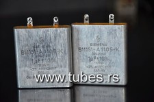 Two vintage Siemens PIO capacitors 1 uF / 160V Klangfilm
