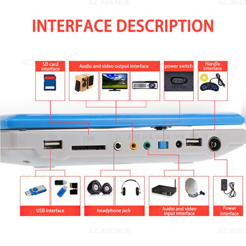 New 10” Portable DVD Player LCD Swivel Screen USB Hi-Fi Stereo Car CD DVD Player - Picture 6 of 10