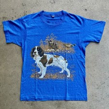 VTG Spaniel Pheasant Shirt Men's Medium ScreenStar D Meyer 1983 Made in USA Dogs