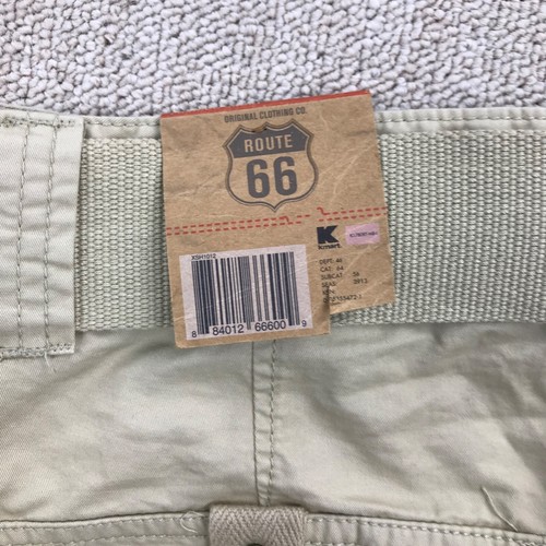 Y2K Cargo Shorts Mens 38 Beige Cyber Grunge Rave Straps Skater Route 66 NEW - Picture 14 of 18