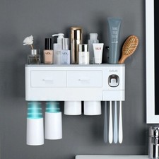 Magnetic Wall Mounted Toothbrush Holder Automatic Toothpaste Squeezer