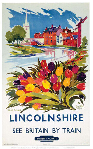 Vintage Lincolnshire See Britain by Train Art  Railway Travel Poster A1/A2/A3/A4 - Picture 1 of 1