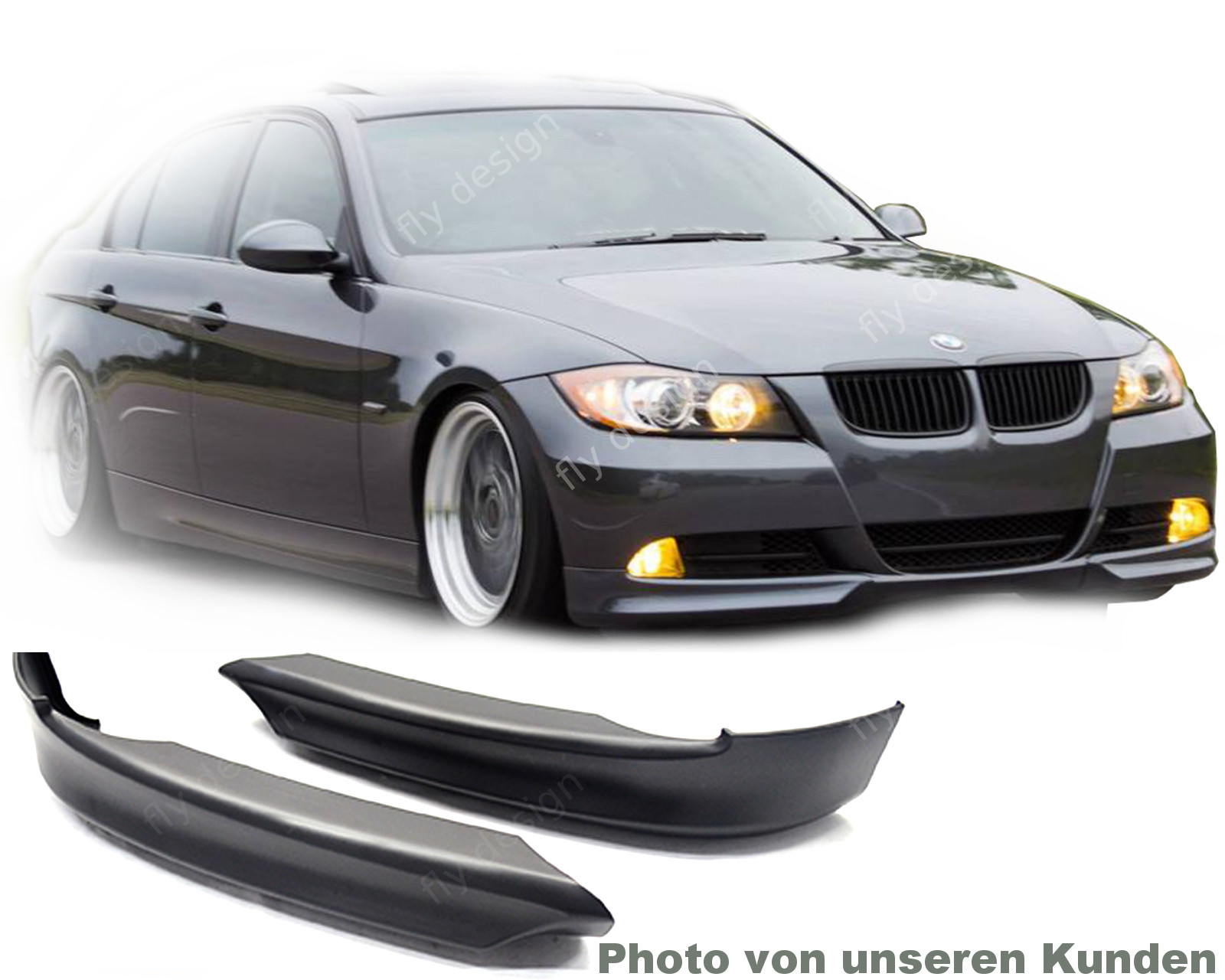 Front Spoiler Compatible With BMW E90 E91, Sedan Touring Lip Spoiler 2005-2008