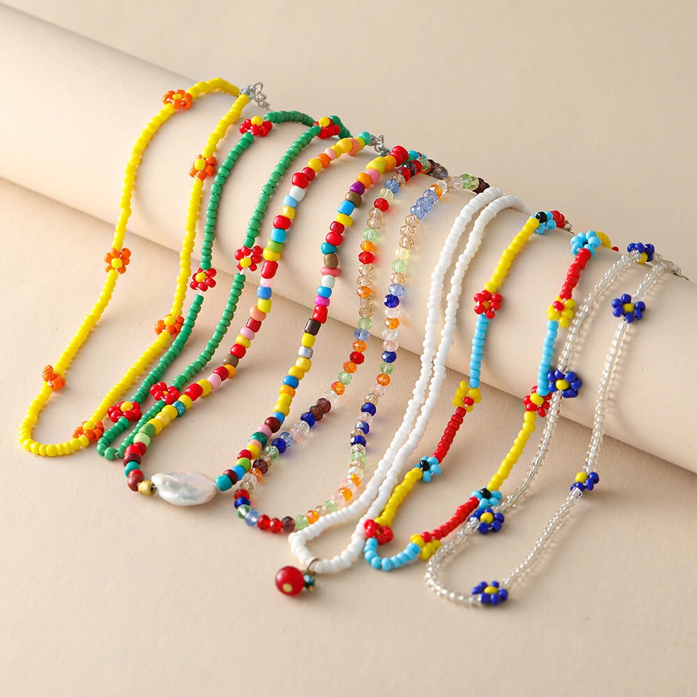 Fashion Bohemian Ethnic Style Colorful Flower Bead Necklace Set 7