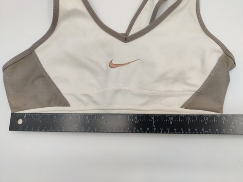 Nike Dri-Fit V-Neck Racerback Sports Bra Size M Cream & Grayish Brown - Picture 7 of 9