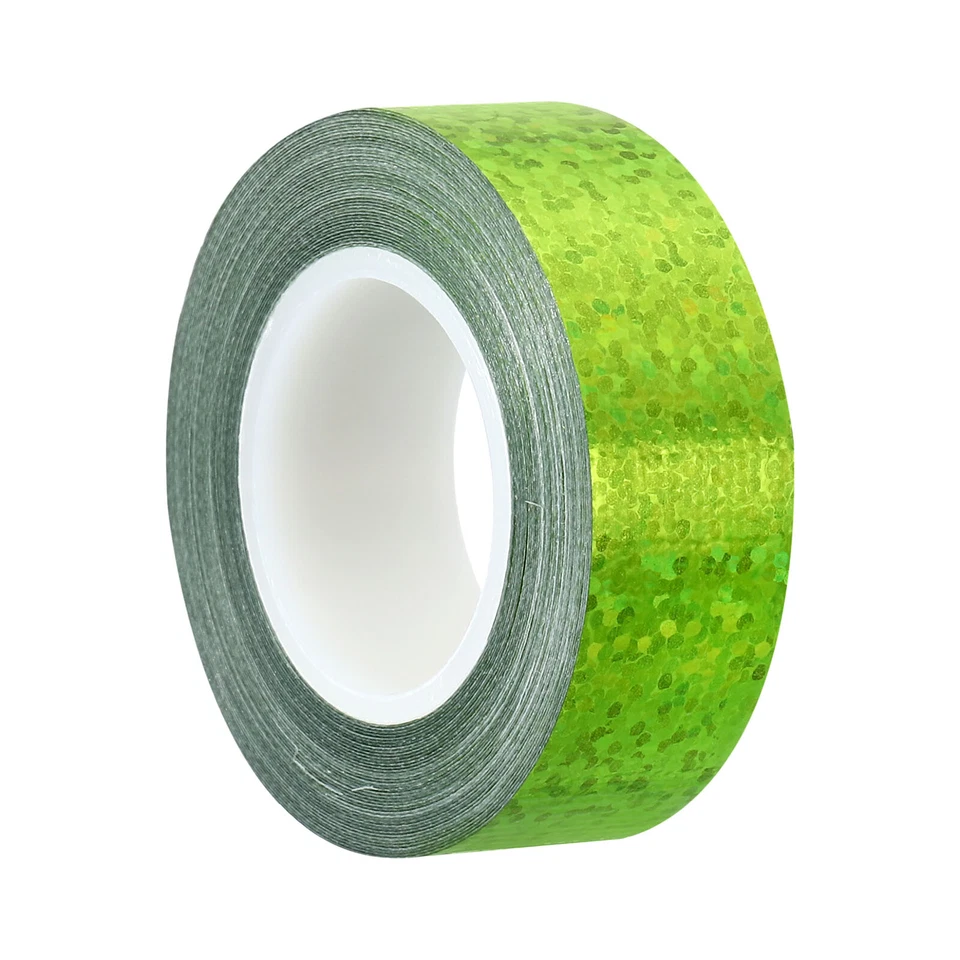 Étincelle Paillettes Ruban 15mm x 5m, Holographique Rubans Autocollant Vert - Photo 1/4