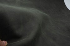 Crazy horse leather sheets in army green color. Pull up, antiqued, full grain