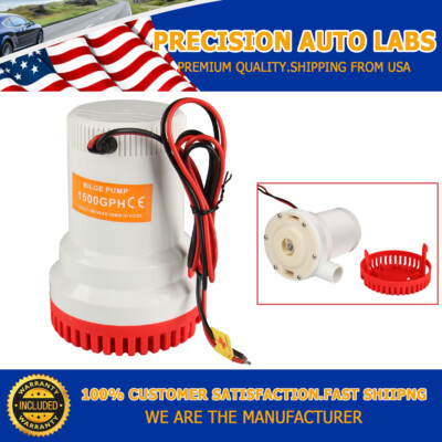 1500GPH 12V Electric Marine Submersible Bilge Sump Water Pump for Boat Yacht US